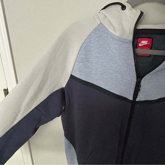 Men's Nike Sportswear Tech Fleece Windrunner ColorBlock Hoodie Blue/Cream Medium - Picture 6 of 7